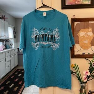 Fruit of the Loom Women's Montana Graphic Tee - Turquoise Blue